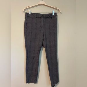 LOFT - skinny straight leg pant, grey plaid pattern - size 4